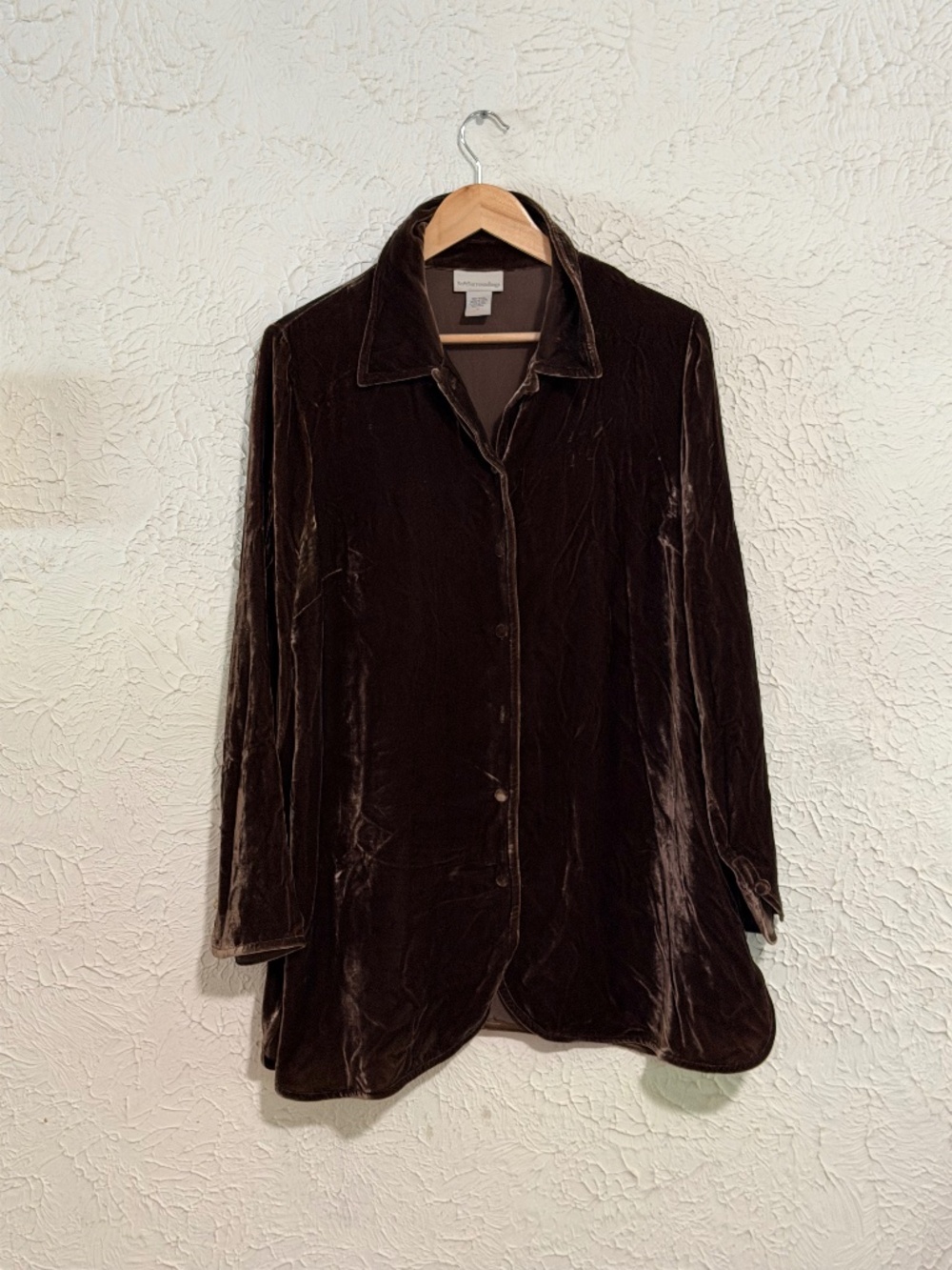 Soft Surroundings Brown Velvet Silk Blend Button Down Jacket Medium